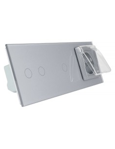 Włącznik dotykowy Livolo potrójny 2+1 z gniazdkiem hermetycznym