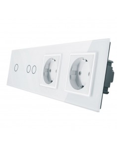 LIVOLO 2 gniazda + włącznik pojedynczy + podwójny w jednym panelu | Biały