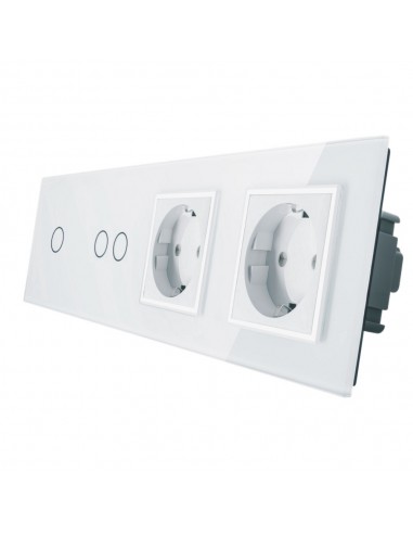 LIVOLO 2 gniazda + włącznik pojedynczy + podwójny w jednym panelu | Biały