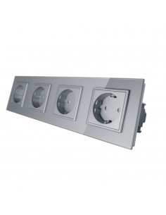 LIVOLO Gniazdo wtykowe poczwórne | Stalowo-szary