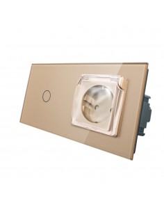 LIVOLO gniazdo hermetyczne + włącznik pojedynczy w jednym panelu | Szampański