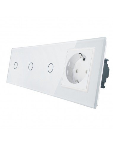 Gniazdo 230V 16A z włącznikiem dotykowym potrójnym LIVOLO 70111G Biały