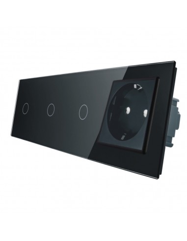 Gniazdo 230V 16A z włącznikiem dotykowym potrójnym LIVOLO 70111G Czarny