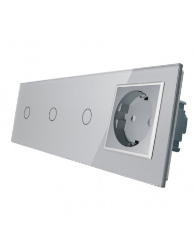 Gniazdo 230V 16A z włącznikiem dotykowym potrójnym LIVOLO 70111G Szary