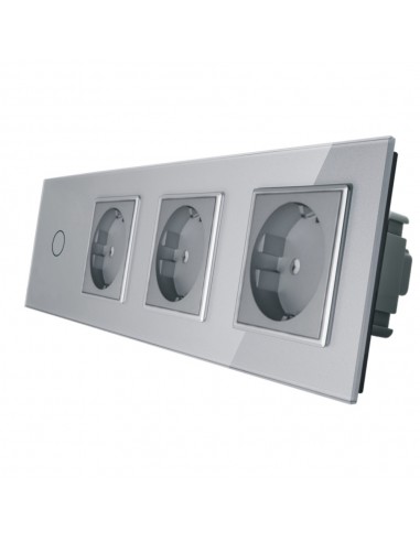 3 Gniazdo 230V 16A z włącznikiem dotykowym pojedynczym LIVOLO 701GGG Stalowo szary