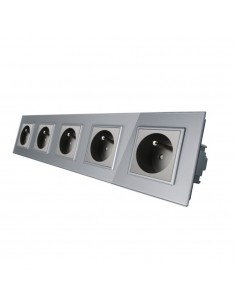 Gniazdo 5x230V z bolcem 16A LIVOLO Szare