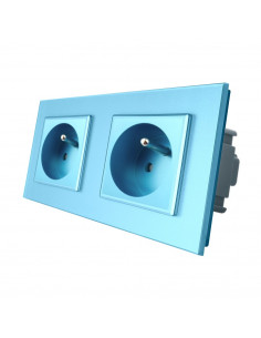 Gniazdo podwójne z bolcem 2x230V 16A LIVOLO Niebieski