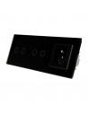 Włącznik dotykowy Livolo czterokrotny + gniazdo z bolcem VL-C7022G Czarny