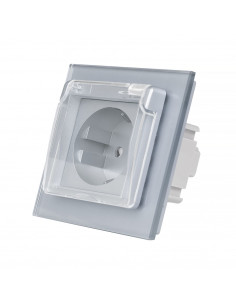 LIVOLO Gniazdo wtykowe pojedyncze + nakładka bryzgoszczelna| Stalowo-szary