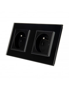 Gniazdo wtykowe podwójne | Czarny