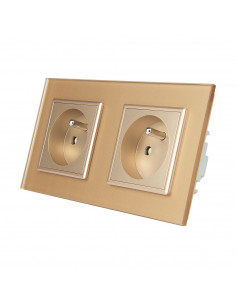 LIVOLO Gniazdo wtykowe podwójne z bolcem| Szampański