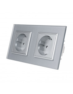 LIVOLO Gniazdo wtykowe podwójne | Stalowo-szary