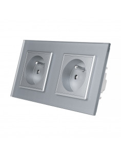 LIVOLO Gniazdo wtykowe podwójne z bolcem| Szary