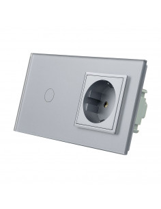 LIVOLO gniazdo + włącznik pojedynczy w jednym panelu | Szary