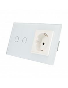 LIVOLO gniazdo + 2x włącznik pojedynczy w jednym panelu | Biały