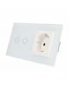 Gniazdo 230V 16A z włącznikiem dotykowym podwójnym LIVOLO 702G Biały