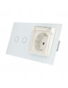 Gniazdo hermetyczne 230V 16A z włącznikiem dotykowym podwójnym LIVOLO  702GNW  Biały