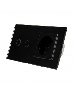 LIVOLO gniazdo + włącznik podwójny w jednym panelu | Czarny