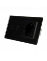 Gniazdo 230V 16A z włącznikiem dotykowym podwójnym LIVOLO 702G Czarny