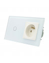LIVOLO gniazdo z bolcem + włącznik pojedynczy w jednym panelu 701GFR Biały