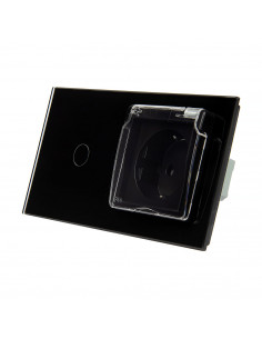 LIVOLO  Gniazdo hermetyczne 230V 16A z włącznikiem dotykowym poj. 701GNW / Czarny