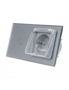 LIVOLO gniazdo hermetyczne + włącznik pojedynczy w jednym panelu | Szary