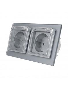 LIVOLO Gniazdo podwójne hermetyczne 2x230V / Szary