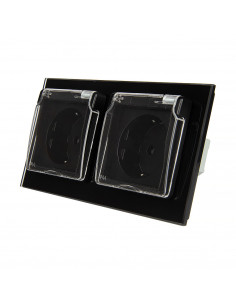 LIVOLO Gniazdo podwójne hermetyczne 2x230V / Czarny