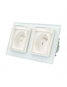 LIVOLO Gniazdo podwójne z bolcem hermetyczne 2x230V / Biały