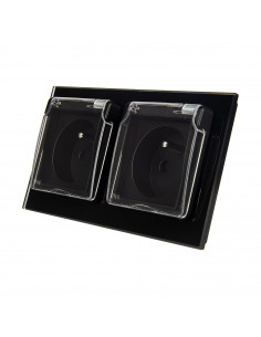 LIVOLO Gniazdo podwójne z bolcem hermetyczne 2x230V / Czarny