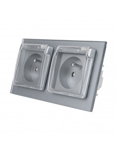 lLIVOLO Gniazdo podwójne z bolcem hermetyczne 2x230V Szary