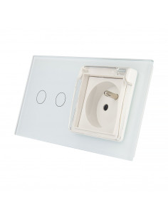 LIVOLO WŁĄCZNIK POD.+ GN. Z BOLCEM 230V + KLAPKA / biały