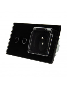 LIVOLO WŁĄCZNIK POD.+ GN. Z BOLCEM 230V + KLAPKA / czarny