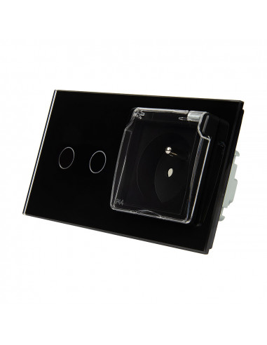LIVOLO WŁĄCZNIK POD.+ GN. Z BOLCEM 230V + KLAPKA / czarny