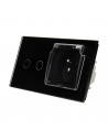 Gniazdo hermetyczne z bolcem 230V 16A z włącznikiem dotykowym podwójnym Livolo Czarny