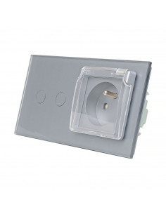 LIVOLO WŁĄCZNIK POD.+ GN. Z BOLCEM 230V + KLAPKA / szary