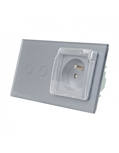 LIVOLO WŁĄCZNIK POD.+ GN. Z BOLCEM 230V + KLAPKA / szary