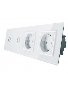 LIVOLO 2 gniazda + włącznik pojedynczy + pojedynczy w jednym panelu | Biały
