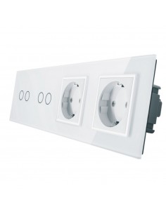 LIVOLO 2 gniazda + włącznik podwójny + podwójny w jednym panelu | Biały