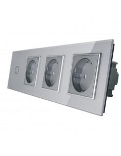 LIVOLO 3 gniazda + włącznik pojedynczy w jednym panelu | Stalowo-szary