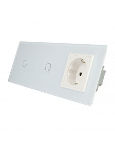 LIVOLO gniazdo + 2x włącznik pojedynczy w jednym panelu | Biały