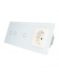 LIVOLO gniazdo + włącznik podwójny + pojedynczy w jednym panelu | Biały