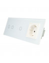 Gniazdo 230V 16A z włącznikiem dotykowym potrójnym LIVOLO 7021G Biały