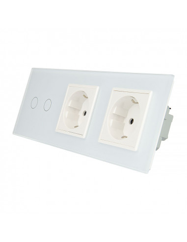LIVOLO 2 gniazda + włącznik podwójny w jednym panelu | Biały