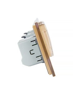 Włącznik dotykowy pojedynczy + dwa gniazdka hermetyczne LIVOLO 701GG Złoty