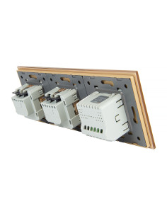 Włącznik dotykowy pojedynczy + dwa gniazdka hermetyczne LIVOLO 701GG Złoty