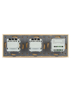 Włącznik dotykowy pojedynczy + dwa gniazdka hermetyczne LIVOLO 701GG Złoty