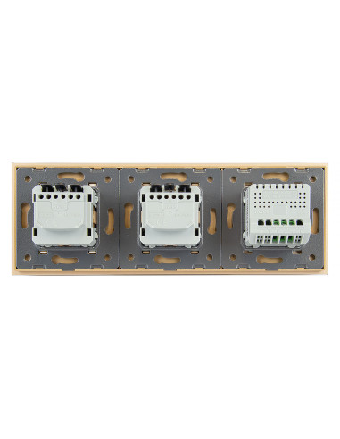 Włącznik dotykowy pojedynczy + dwa gniazdka hermetyczne LIVOLO 701GG Złoty