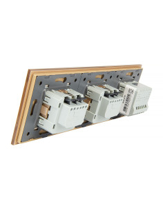 Włącznik dotykowy pojedynczy + dwa gniazdka hermetyczne LIVOLO 701GG Złoty