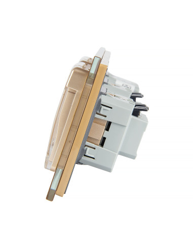 Włącznik dotykowy pojedynczy + dwa gniazdka hermetyczne LIVOLO 701GG Złoty